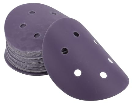 VekAuto 50 Pcs Sanding Discs, 6 6 Hole 500 Grit Hook and Loop Sandpaper Universal for Metal, Wood, Automotive Repair Durability Ceramic Polyester Film Purple