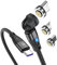 REFLEX POWER 1M, PD 100W, Magnetic Charging Cable T7Pin 540 Degree 3-in-1 USB Fast Charger Cable with Magnetic Lightning/Micro USB/Type-C Connectors, Compatible with iPhone/iPad/Android