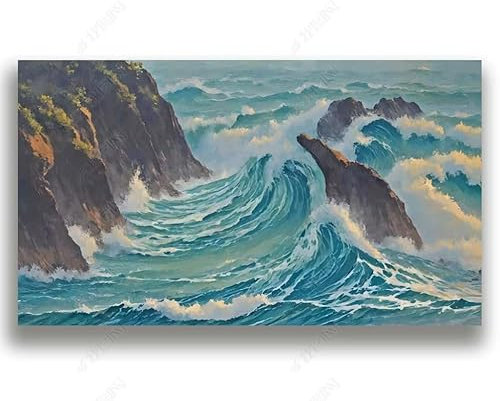 ManFototapete Papier Peint Intissé Récif Des Vagues De La Mer Décoration Murale Poster Tableaux Muraux Salon Chambre Art Mural 450(W) X315(H) Cm