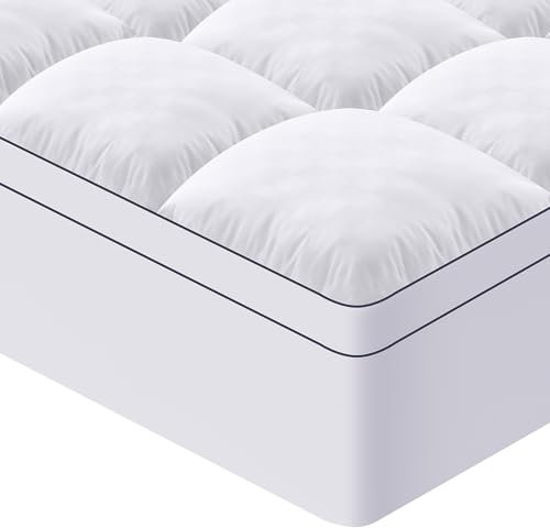 Autsel 3D Topper 160x200cm Topper Viscoelastico de Microfibra 1200GSM Sobrecolchon Cubre Colchón Protector de Colchón Suave y cómodo