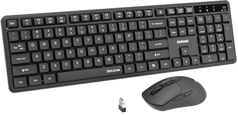 Hofotek Silent Wireless Keyboard and Mouse Combo,Soft Touch Full Size Keyboard with Cordless Adjustable DPI Quiet Click Mice for Computer Laptop PC Office Desk Accessories