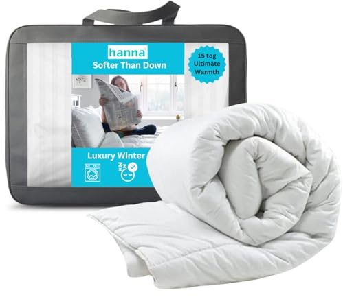 Hanna Softer than Down Range 15 tog Hollowfibre Duvet for Ultimate Winter Warmth - Anti Allergy, Anti Bacterial, Soft Touch Cover, Hypoallergenic, Machine Washable (Superking 260x220cm)