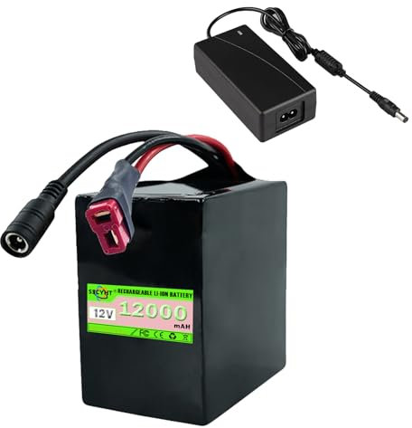 SSCYHT Batteria al Litio 12V 20Ah 12Ah Batteria agli ioni di Litio 12V Batteria Ricaricabile 12V Batteria agli ioni di Litio con Caricabatterie per Kit Motore 50W - 250W,12v12ah t Plug