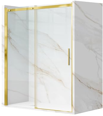 Balneo Duschtür Glas Gold - Duschtüren Korrosionsbeständig, Pflegeleicht - Universell Rechter/Linker Einbau - 120 x 195 cm Nischentür Dusche Ideal Für Minimalistische & Elegante Badezimmer