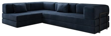 Luxusbetten24 Designer Sofa Lazy L in Samt Blau Links