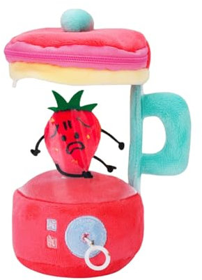 zoocco Carrot Blender Plush, Funny Carrot in a Blender Stuffy with Hidden Zipper Storage & Keychain Clip,Creative Gag Gift for Friends, Desk Decor (Strawberries)