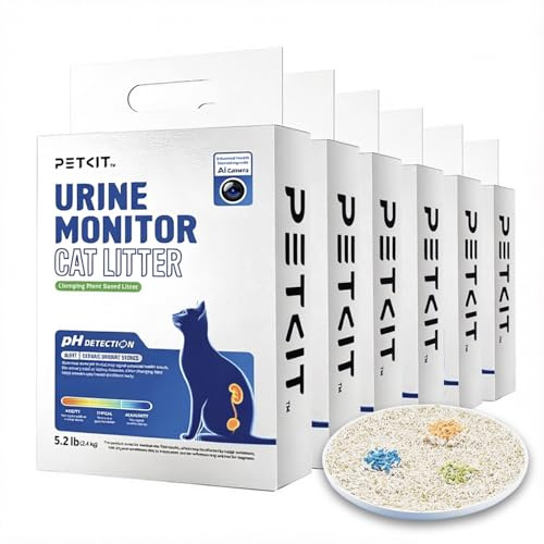 PETKIT Tofu Cat Litter, Superior Clumping Flushable, 14.4kg/24L Colour Changing for Urine pH Indicator, 100% Natural Ingredients Tofu Litter, Dust-Free, Low Tracking and Odor Control