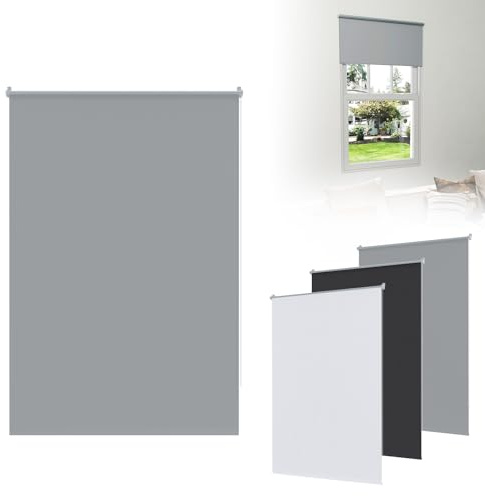 ACXIN Verdunkelungsrollo Klemmfix ohne Bohren 110x210 cm – Thermorollo Fensterrollo, Seitenzugrollo, Rollo für Fenster & Tür, Sichtschutz & Sonnenschutz (Grau)