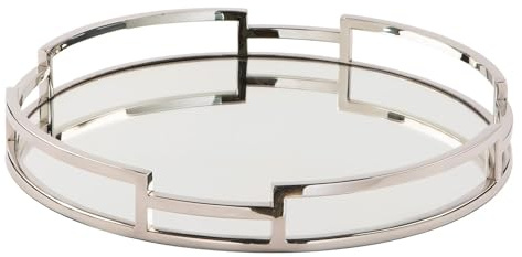 Fink Spiegeltablett rund 40x5 cm aus Edelstahl - dekoratives Serviertablett und vielseitiges Dekotablett für Gläser, Kerzen oder Schmuck - stilvolles Wohnaccessoire für Tischdekoration & Sideboard