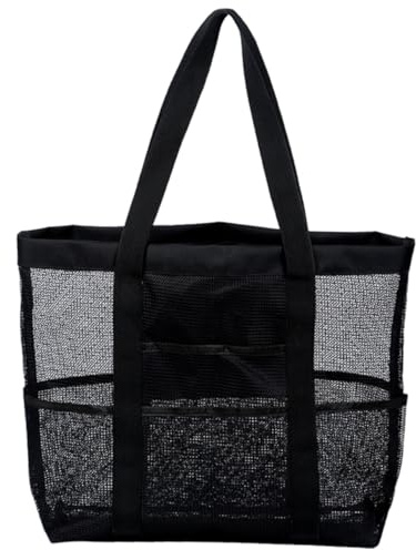 ABOOFAN Tragbare Strandtasche Netz Shopper Strandbeutel Aus Polyester Mit 8 Fächern Multifunktionale Urlaubstasche Für Reisen Schwimmen Und Freizeit