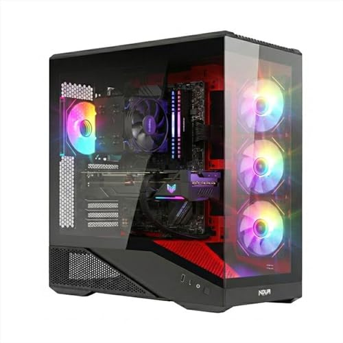 Noua Cool GR200 | Case PC Gaming ATX Mid Tower | Ventola PWM Led ARGB | USB 3.0 e Type-C | Supporto Raffreddamento Liquido 360 mm | Vetro Temperato e Mesh | Rosso
