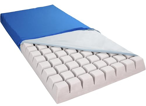 4Sleepy Anti-Dekubitus-Matratze 90x200x10 cm – Würfelschnitt Schaumstoff, Wasserdichter Bezug Waschbar, Druckentlastung Pflegebett, Medizinisch, Hergestellt in EU