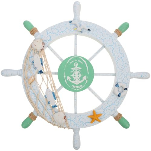 GATHINESS Decorazione da Ornamento Mare da Appendere Costiero Timone in Legno Accessorio Leggero per Casa a Tema Marino