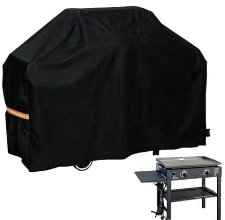 Heavy Grill Guard, Fastening Strap Design, 145x61cm Outdoor BBQ Shield, Oxford Fabric Cooker Case Kit, Patio Smoker Accessory with Windproof Buckles, Barbecue Protector Use for Backyard Camping Beach