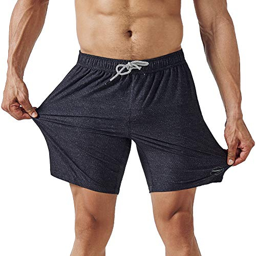 MaaMgic Badehose für Herren Schnelltrocknend Badeshorts 4 Way Stretch Kurz Beachshorts für Strand und Wassersport MEHRWEG Mini Logo Schwarz L