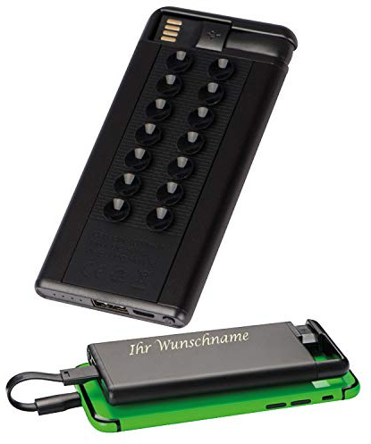 Powerbank mit Gravur / Leistung von 4000 mAh / mit Saugnäpfen / Farbe: schwarz