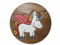 Handgefertigter Kinder Hocker mit bunten Motiven - Massivholz Stuhl doppelt verstrebt (Einhorn)