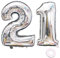 Juland Luftballons 12. 21. Geburtstag XXL Riesen Folienballon Luftballon Zahl 21 Silber Nummer Ballons Große Folienmylar-Ballons 40-Zoll-Riesen-Jumbo-Zahl-Ballons zum 21. Geburtstag Partydekorationen