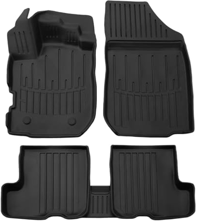 SCOUTT | 3D TPE Gummifußmatten Gummimatten Passend Für Sandero 2012-2020, Schwarz, Anti-Rutsch, Abwaschbar, Allwetter, Hohes Rand, 4-TLG