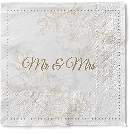 Sovie HORECA Serviette Mr & Mrs (Blume) | Tissue | 33 x 33 cm | 100 Stück