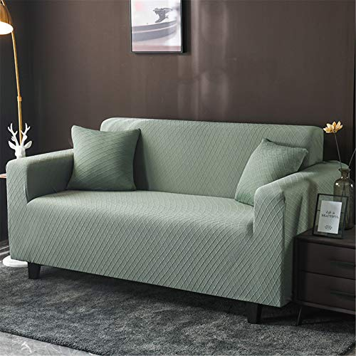 Blau Grau Rosa Jacquard Elastischer Sofabezug Sofahusse, Stretch-Stoff Couch-Bezug, Couchbezug Sofa Abdeckung Hussen Sofa Couch Sessel (Grün,2 Sitzer)