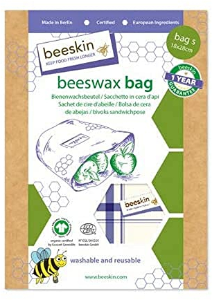 beeskin Bienenwachstuchbeutel – Mix aus Bienenwachstuch und Brotbeutel zur Aufbewahrung von Lebensmitteln – Größe: S, 18x28 cm (Kitchen Towel)