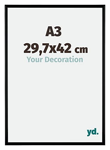 yd. Your Decoration - Bilderrahmen DIN A3 29.7x42 cm - Schwarz Matt - Bilderrahmen aus Kunststoff mit Acrylglas - Antireflex - DIN A3 29.7x42 Rahmen - Bordeaux
