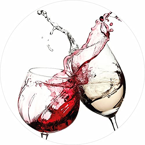 Fototapete Küche Weingläser Rotwein Weißwein Wohnzimmer | 1,4 m x 1,4 m | Rot, Weiß, Grau