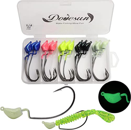 Dovesun Fishing Jig Heads Fishing Hooks Offset Hook Jig Heads for Fishing Jig Heads for Bass Fishing 7g-3/0#-20pcs