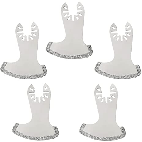 Ettonsun 5 Pcs Diamond Oscillating Tool Blades, Segment Swing Multitool Mortar Cutting Saw Blades for Grit Grout Removal & Soft Tile Cut