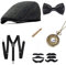 Cucudy 1920s Kostüm Herren 20er Jahre Accessoires Inklusive mafia Gangster Hut Verstellbar Elastisch Hosenträger Herren Halsschleife Fliege
