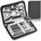 Manicure Set Nail Clippers Kit For Women&men 18 in 1 Professional Stainless Steel Pedicure Care Tools Kit Nail Cutter Set Scissors Grooming Kit With Black Leather Travel Zip Case(Black White)
