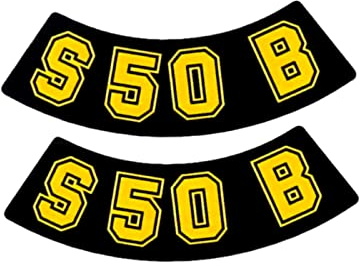 Schriftzug S50 B Folie/Aufkleber schwarz-gelb 2 Stück für Simson S50
