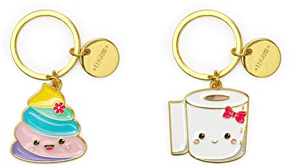 Legami - Set di 2 Portachiavi in Metallo Smaltato, What a Key Ring!, L 7 cm, in Zinco, Tema Poo, Portachiavi con Anello a spirale, Finitura Lucida, Colori Brillanti, Charm per Impreziosire la Borsa