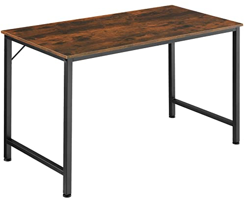 tectake® Schreibtisch, Computertisch, Bürotisch, PC Tisch, Möbel für Arbeitszimmer, Home Office, Büro, Kleiner Schreibtisch, Tischgestell mit Tischplatte - Industrial Holz dunkel, rustikal, 140 cm
