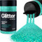 Hemway Premium Glitter Shaker - Turquoise Blue Holographic | Microfine Metallic Flake Sequins for Resin & Epoxy Crafts | Craft Supplies for Tumblers, Festival, Hair, Face, Body & Nail Art | 125 g