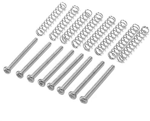 Spactz Humbucker-Tonabnehmer für E-Gitarre, M2,5 x 32 mm, höhenverstellbar, Schraube und , 0,4 mm, Silberfarben, 8 Stück