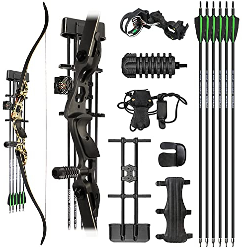 ZSHJGJR Bogenschießen Recurvebogen Set 56 58 60 Zoll 30-60lbs Take Down Recurve Bogen und Pfeil Set Jagd Bogen Für Erwachsene Anfänger mit Bogenschießen Zubehör (60-45lbs, Camo-Set 3)