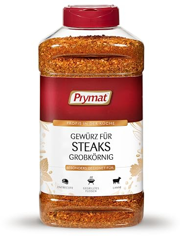 PRYMAT Grobkörniges Steak-Gewürz - Reichhaltige Zusammensetzung mit Kräutern, Getrocknetem Gemüse, Ideal für Grillen und BBQ, Große Verpackung 950g