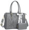 MOSISO Sac Ordinateur Femme 17-17,3 Pouces,Sac Fourre-tout en Cuir PU Compatible avec MacBook,HP,Dell,Asus,Sac PC Portable Rétro Hibiscus Gaufré avec Écharpe Soie&Pochette,Gris