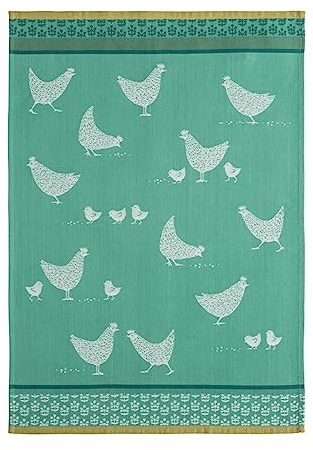 Coucke Geschirrtuch aus Jacquard, Baumwolle, Huhn, 50 x 75 cm, Huhn