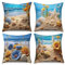 ASDCXZ Ozean Kissenbezug 40x40 cm 4er Set, Strand Schale Seesterne Blau Gelb Blume Sofa Dekokissen Kissenbezüge Kissenhülle Waschbar Polyester Leinen Textil Polster Kopfkissenbezug Kissen Bezug