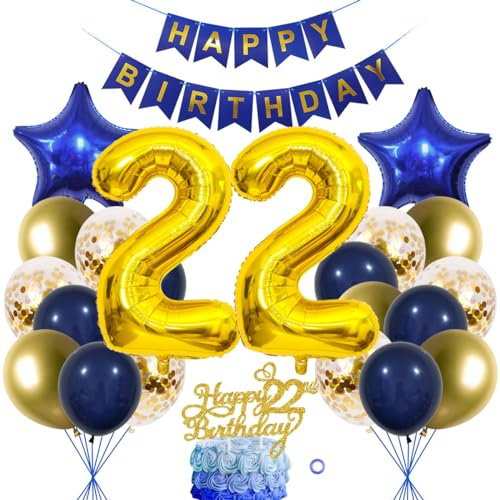 22 Geburtstag Deko Junge Mädchen Luftballon 22.geburtstag Deko Blau Gold Geburtstagsdeko 22 Jahre Mädchen Kuchen deko 22 Luftballon Gold 22 Jahre Geburtstagdeko Deko 22 Geburtstag Mädchen Junge