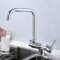 XJTNLB Rubinetto a Tre Vie Cucina Pieghevole, Miscelatore 3 Vie Abbattibile Sottofinestra Ottone Rubinetto Girevole Rubinetto 3 Vie per Depuratore, Cromo