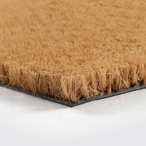 FB FunkyBuys Coir Door Mat - 100% Natural Non-Slip Doormat - Heavy Duty Dirt Trapper Floor Mat - Tough Bristle Coir Matting for Home, Office Entrance (Brown,40 x 70 cm)