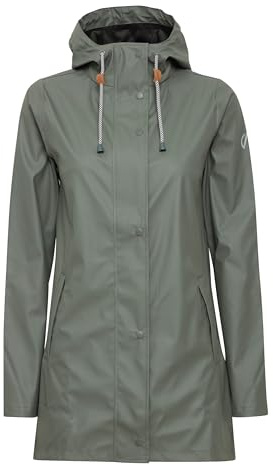NORTH BEND NBTora Damen Regenjacke winddicht wasserdicht atmungsaktiv Outdoorjacke mit Kapuze Wassersäule 5000mm W-PRO Wetterschutzsystem, Größe:44, Farbe:Agave Green (3056)