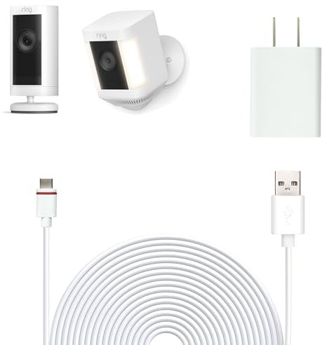 Karotto 16Ft USB-C Power Cord with Adapter for Ring Stick Up Cam Pro,Ring Spotlight Cam Plus-1PACK