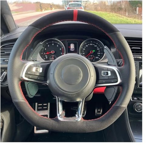 QILINGS Auto Lenkradbezug Für Golf 7 Für GTI Für Golf R Auto Lenkrad Abdeckung Hand Nähen Geflecht Lenkrad Abdeckung (Farbe : Stil 4)