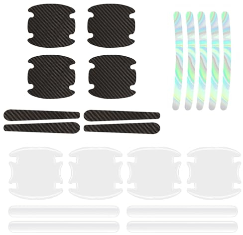 16 Stück Schutz Aufkleber für Auto Türgriffe, Auto Türgriff Schutz mit 5 pcs Auto Reflektoraufkleber Auto Türgriff Aufkleber Universelle Schutzfolie Zum Schutz Vor Kratzern (Schwarz,Transparente)