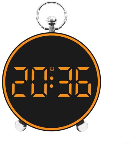 EpheyFIF Wecker, Anzeige von Uhrzeit, Datum und Temperatur, Bildschirm automatisch schließen und per Sprachsteuerung aufwachen (orange)